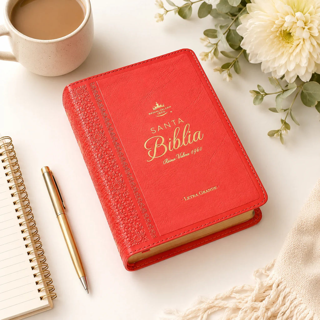 Biblia Bella Color Naranja / Letra Grande / Páginas Doradas
