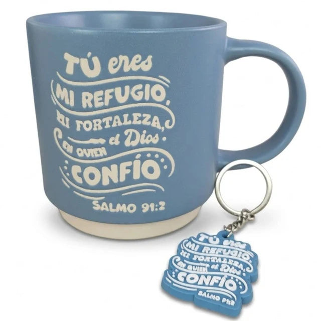 Taza “Tú eres mi refugio”/ tiene su llavero