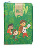 Biblia Interactiva para Niños Color Verde con Póster de Actividades letra grande