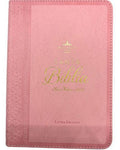 Biblia Tamaño Compacta Letra Grande Imitación Piel Color Rosa