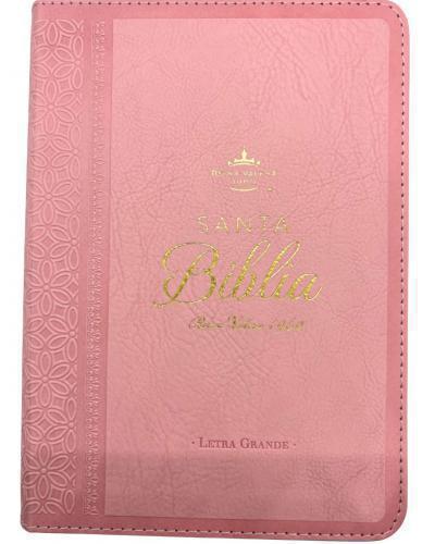 Biblia Tamaño Compacta Letra Grande Imitación Piel Color Rosa